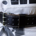 6 Inch Padded Leather Belt, black/gold, Gorilla Wear