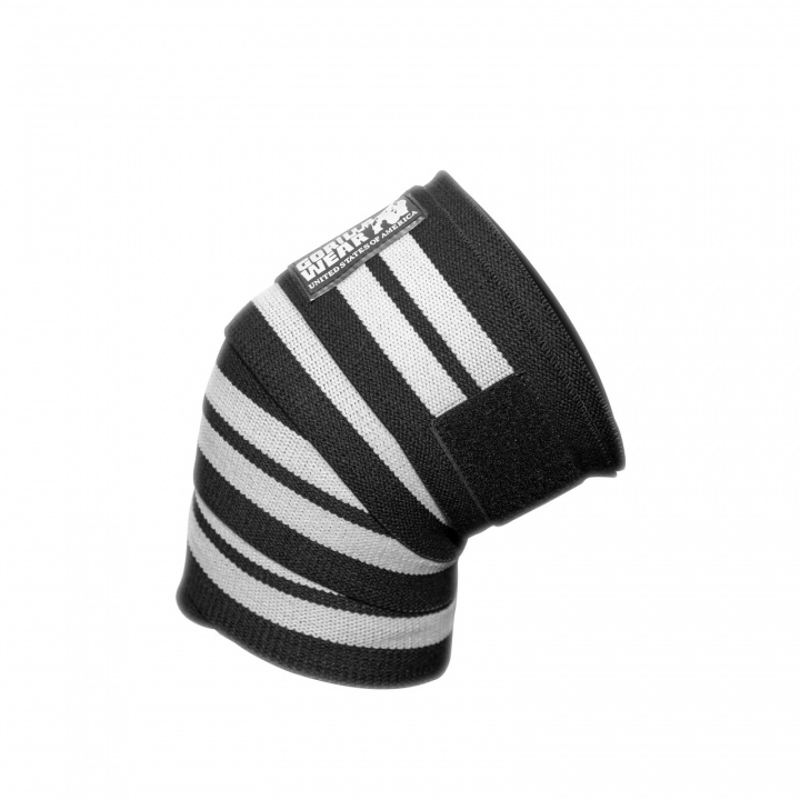 Sjekke Knee Wraps, black/white, 2 m, Gorilla Wear hos SportGymButikken.no