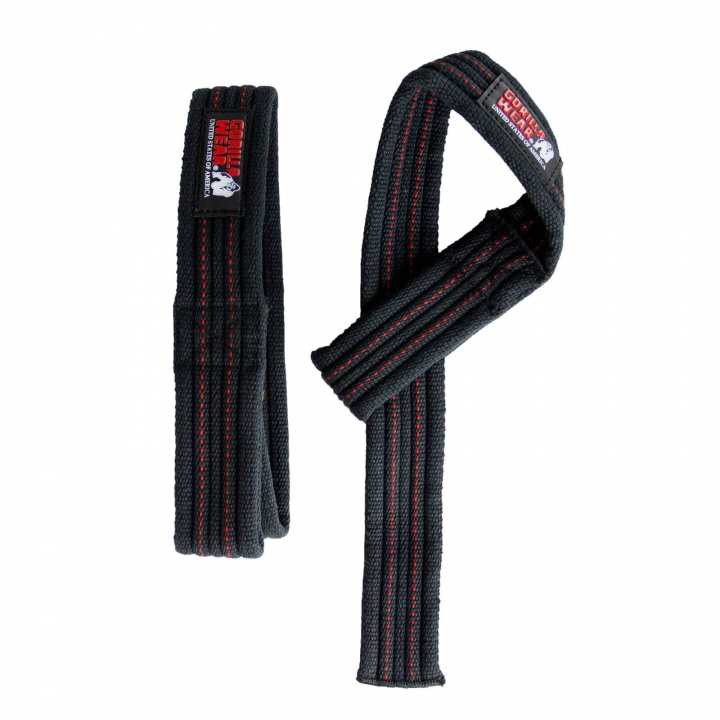 Sjekke Hardcore Lifting Straps, black/red, Gorilla Wear hos SportGymButikken.no