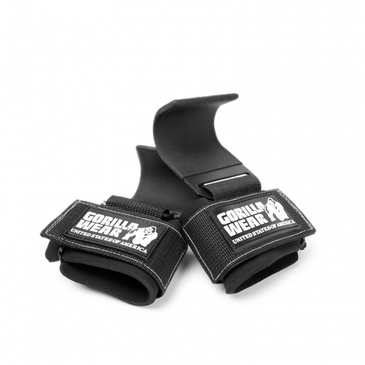 Sjekke Weight Lifting Hooks, black/white, Gorilla Wear hos SportGymButikken.no