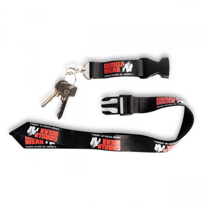 Sjekke Lanyard, black/red, Gorilla Wear hos SportGymButikken.no