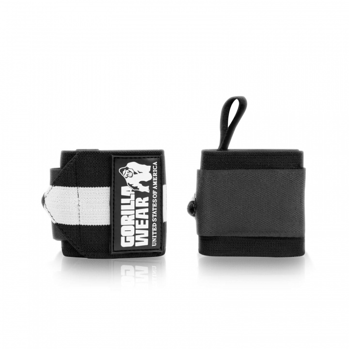 Sjekke GW Wrist Wraps Ultra, black/white, Gorilla Wear hos SportGymButikken.no