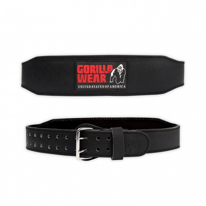 Sjekke 4 Inch Padded Leather Belt, black/red, Gorilla Wear hos SportGymButikken.