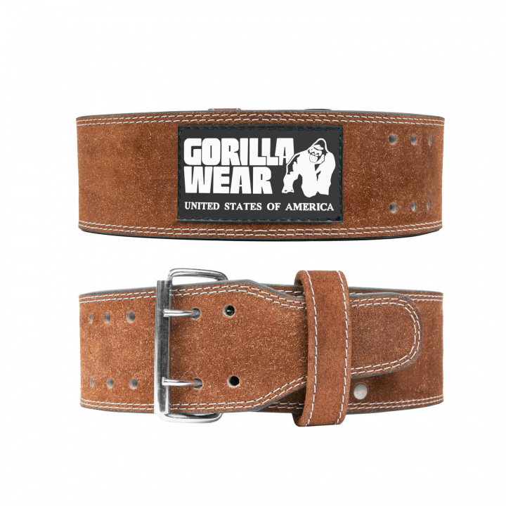 Sjekke 4 Inch Powerlifting Belt, brown, Gorilla Wear hos SportGymButikken.no