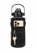 Water Bottle With Sleeve 2 L, black, Gorilla Wear