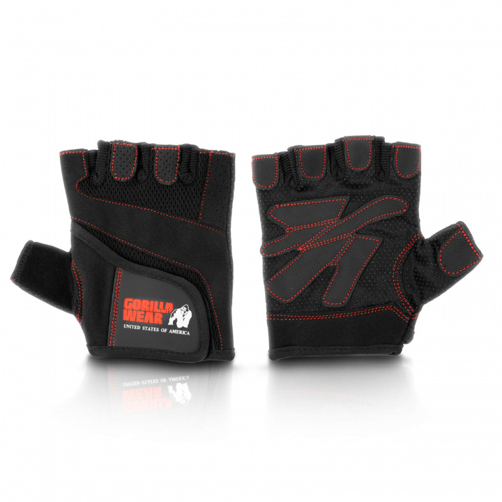 Sjekke Women´s Fitness Gloves, black/red, Gorilla Wear hos SportGymButikken.no