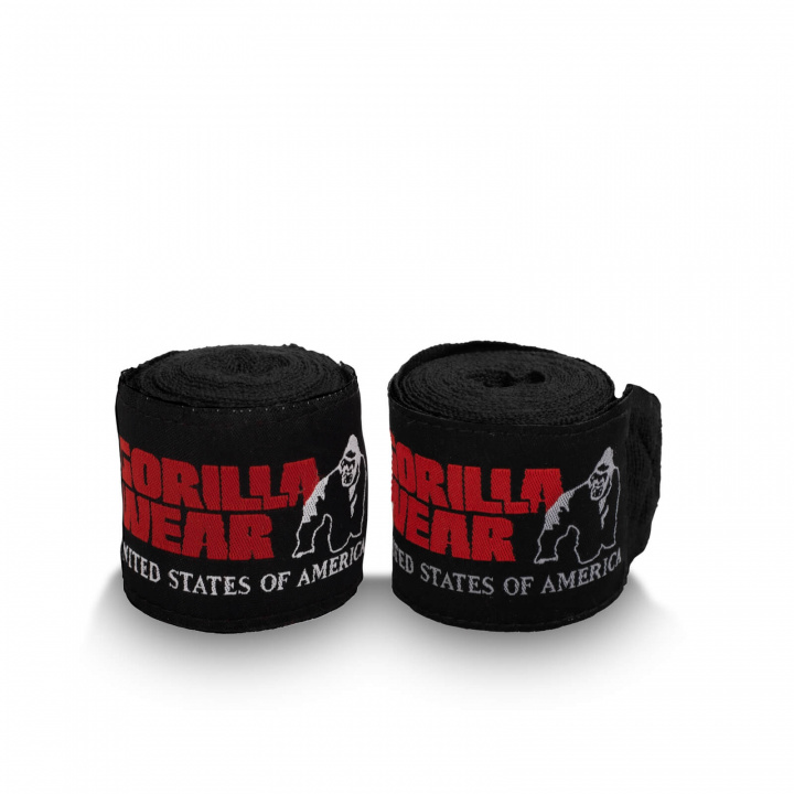 Sjekke Boxing Hand Wraps, black, Gorilla Wear hos SportGymButikken.no