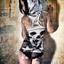 Indian Skull Hood Tank, white, Yakuza