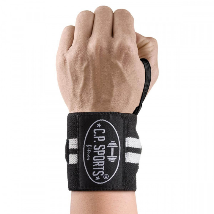 Wrist Wraps, 30 cm, black/white i gruppen Sport & Fitness / Treningstilbehør / Kne- & Håndleddsbandasjer hos Sportgymbutikken.no (GW-T18-blwh)
