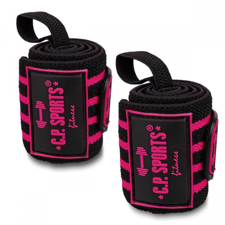 Strongman Wrist Wraps, 50 cm, black/pink i gruppen Sport & Fitness / Treningstilbehør / Kne- & Håndleddsbandasjer hos Sportgymbutikken.no (GW-T20-1-blpi)