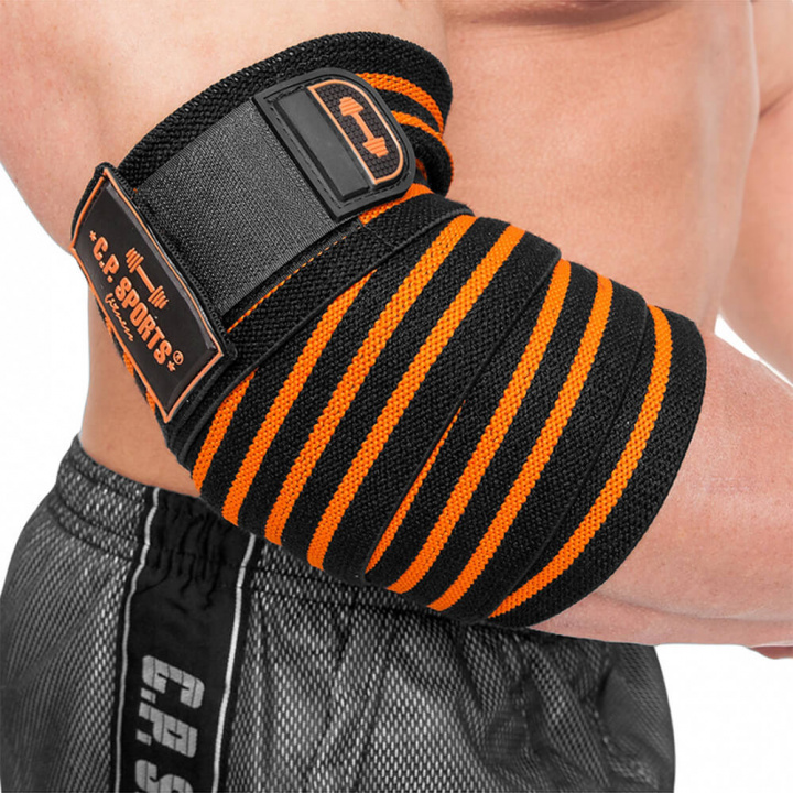 Sjekke Elbow Wraps Pro, black/orange, C.P. Sports hos SportGymButikken.no