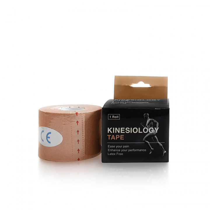 Sjekke Kinesiology Tape, 5 cm x 4,5 m, beige hos SportGymButikken.no