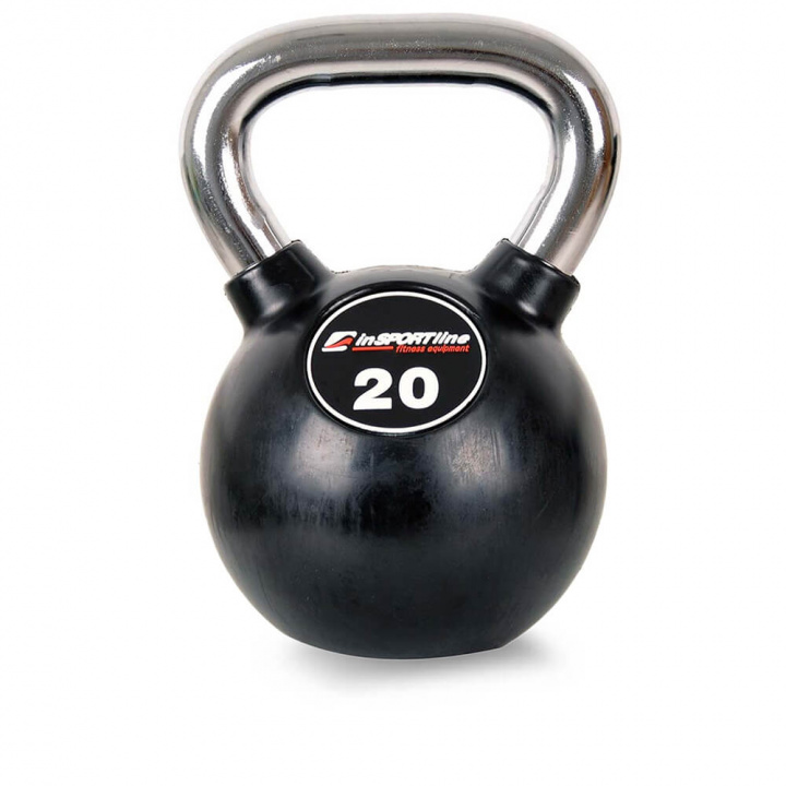 Sjekke Kettlebell, gummi/krom 20 kg, inSPORTline hos SportGymButikken.no