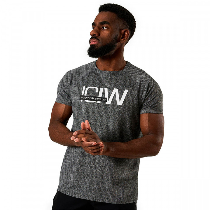 Sjekke Training Mesh T-shirt, grey melange, ICANIWILL hos SportGymButikken.no