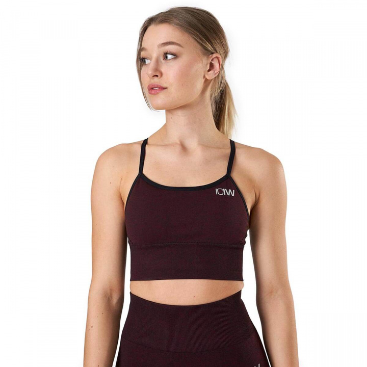 Sjekke Queen Mesh Sports Bra, burgundy melange, ICANIWILL hos SportGymButikken.n