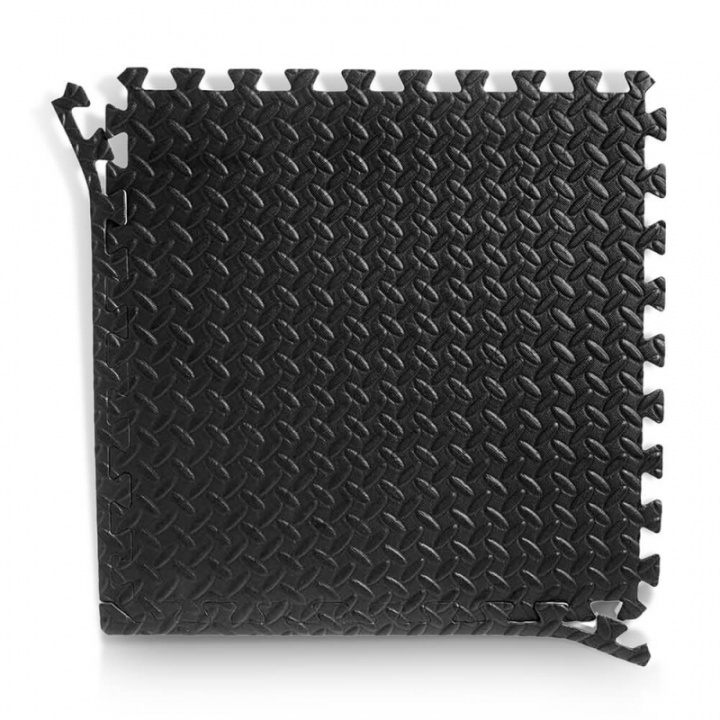 Sjekke Puslematte med kantstykker, 60 x 60 x 2 cm, sort/grå, Budo-Nord hos Sport