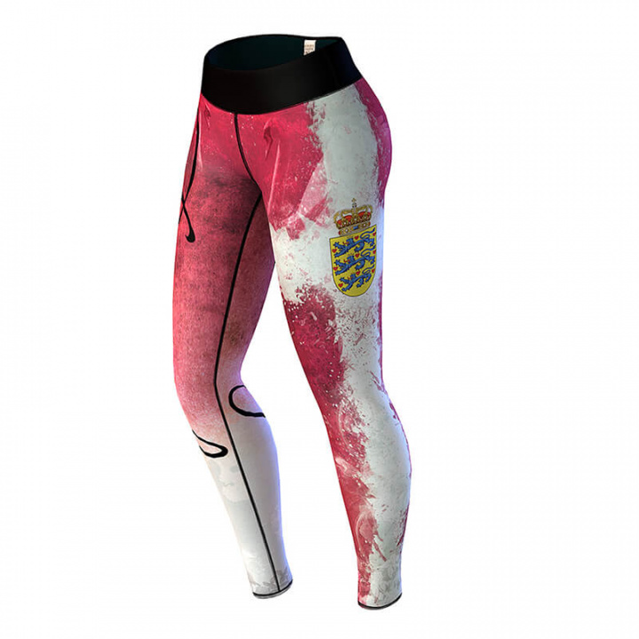 Sjekke Denmark Nation Leggings, red/white, Anarchy hos SportGymButikken.no