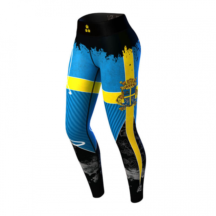 Sjekke Sweden 3.0 Leggings, blue/yellow, Anarchy hos SportGymButikken.no