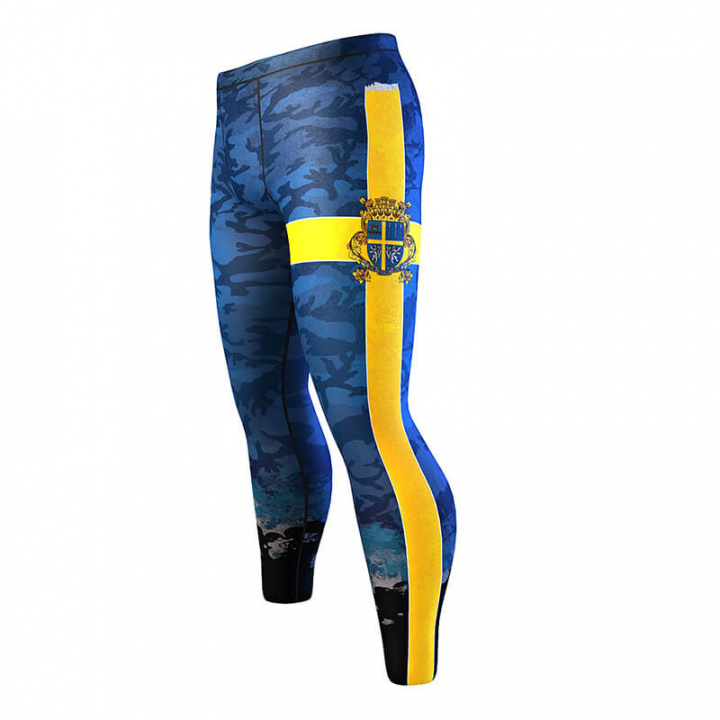 Sjekke Jaeger Mens Tights, blue/yellow, Anarchy hos SportGymButikken.no