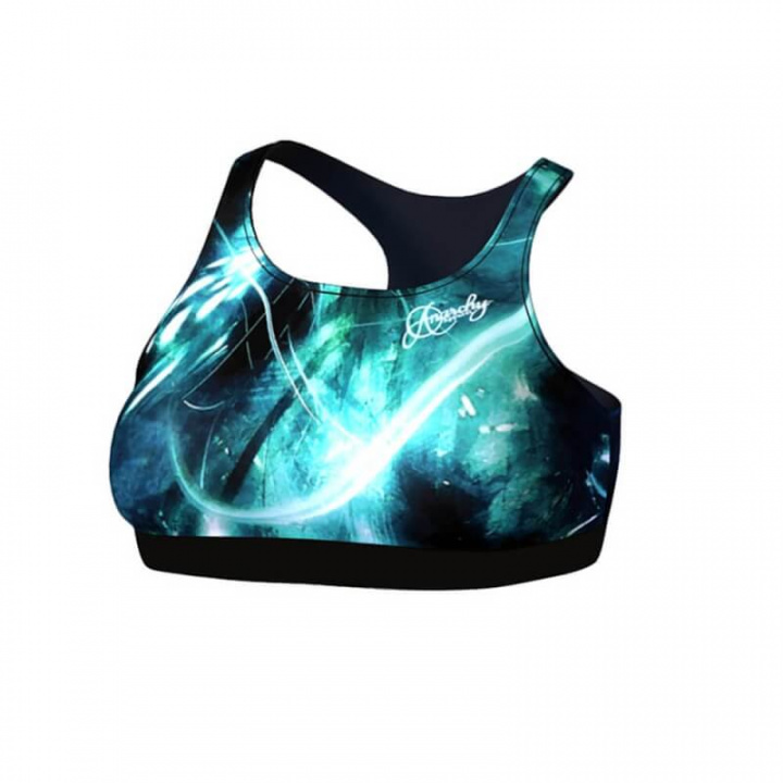 Sjekke Quantum Sports Bra, black/turquoise, Anarchy hos SportGymButikken.no