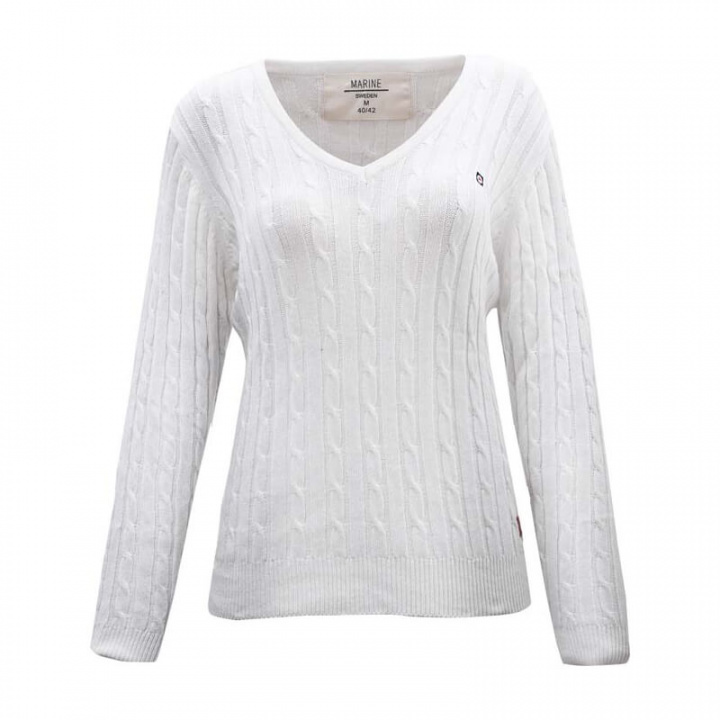 Sjekke Seaport Lady Sweater V-Neck, white, Marine hos SportGymButikken.no